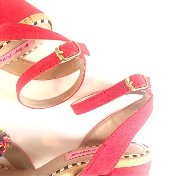 Betsey Johnson Asha Heeled Sandals Red Multi 6.5 - Picture 7 of 10
